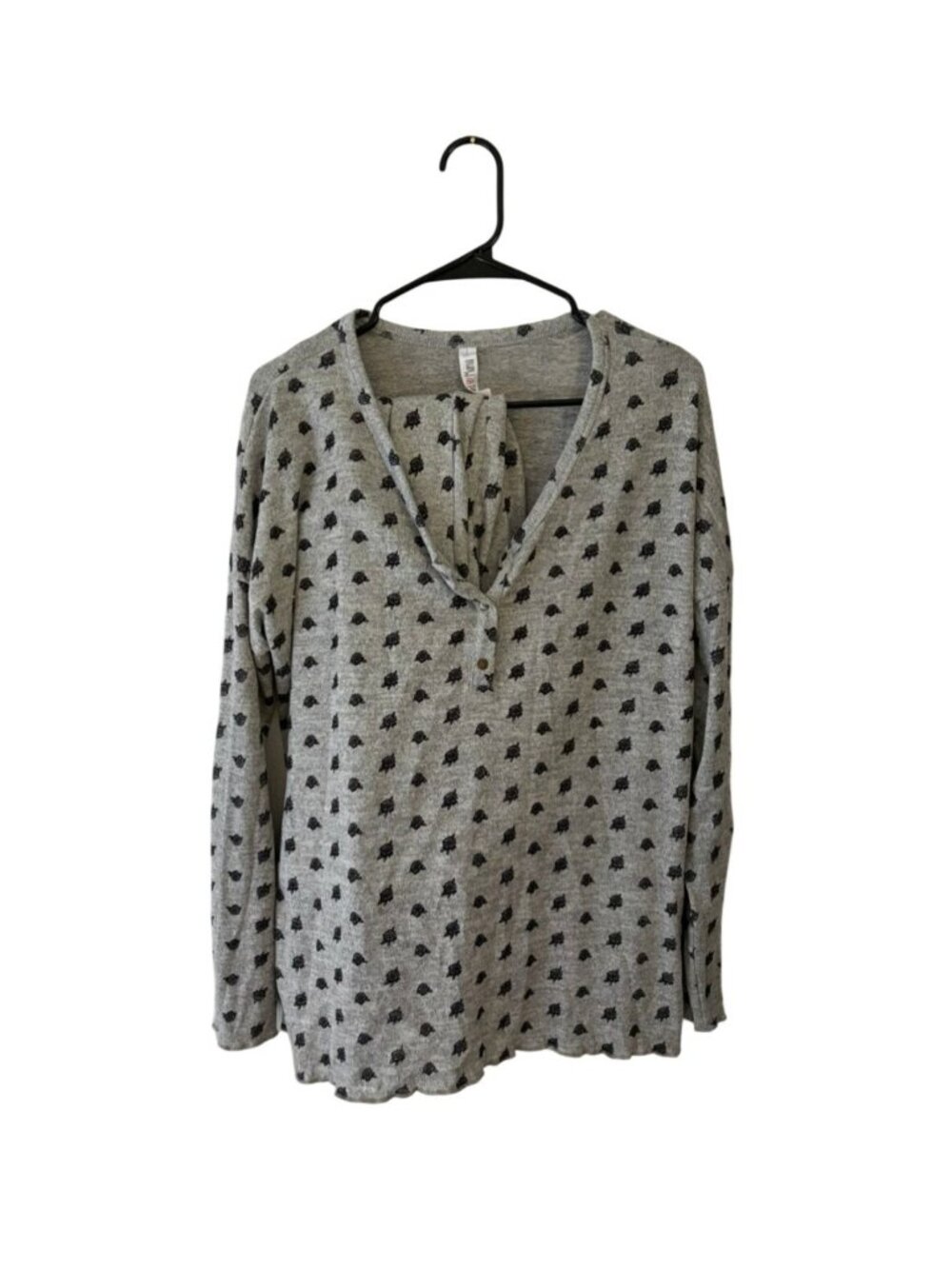 Latched Mama Gray Nursing Top With Matching Pants Floral Pattern Size Large